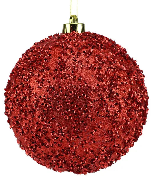 XJ519524 4.75"DIA Sequin/Glitter Ornament Red