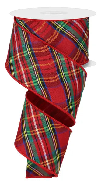 RGX0110 2.5" x 10yd Plaid/Diag Fused Back Red/Emrld/Ylw/Blk/Blu