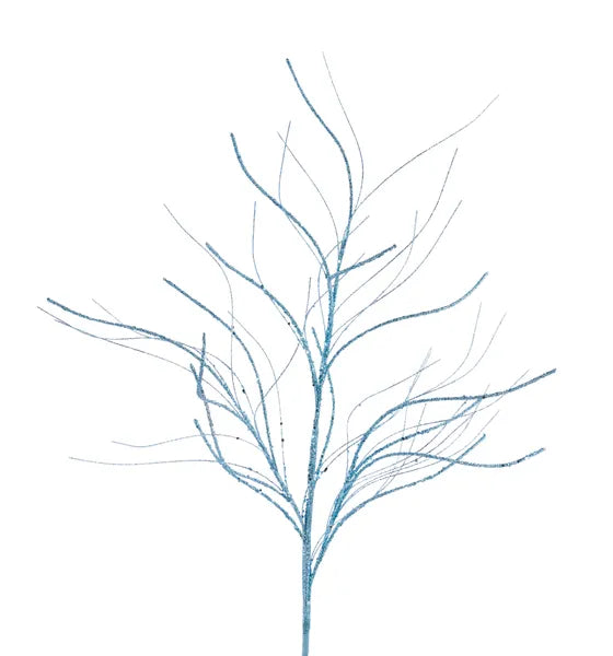 XS238295 35"L Glitter Wispy Twig Spray Smoke Blue