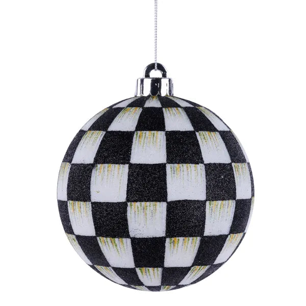 XJ7298TX 120Mm Check Glitter Ornament Black/White