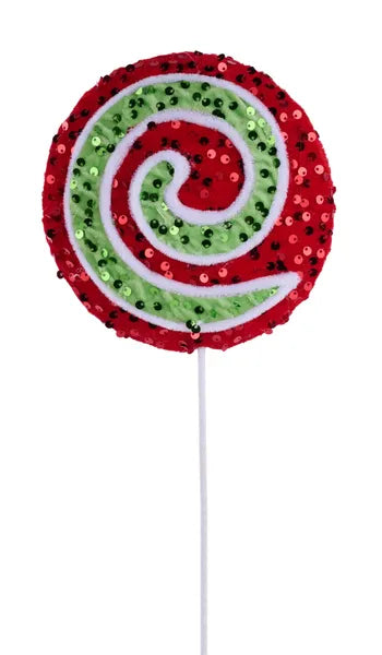 XC117131 21.5"L Swirl Peppermint Lollipop Red/Lime Green/White
