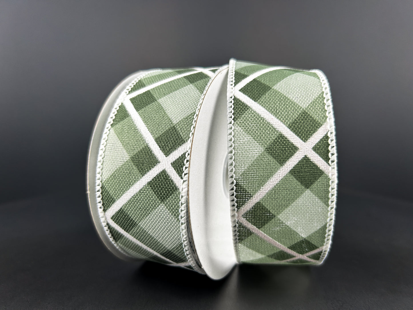 72248090624 1.5"X10YDS Sage-Hunter-White Georgia Plaid