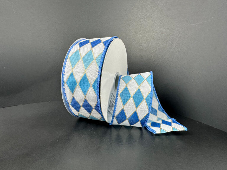 725970904 1.5"X10YDS Cascade Harlequin Wht/Dsty Bl/Turq/Gold