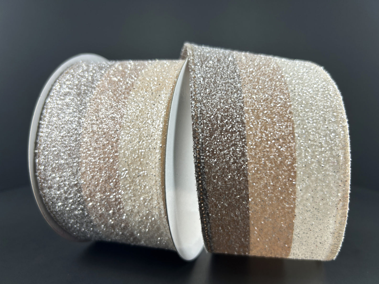 763584038 2.5"X10YDS Candied Stripe Brwn/Tan/Cream