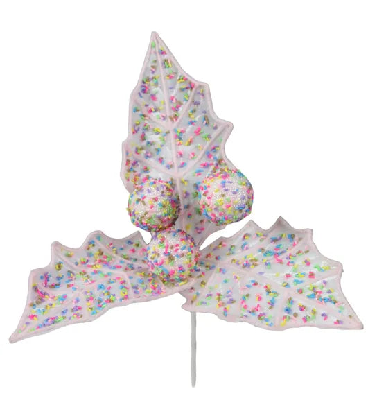 XS1153 13"Dia Holly Leaf Cluster On 20"L Stem Pink/Multi