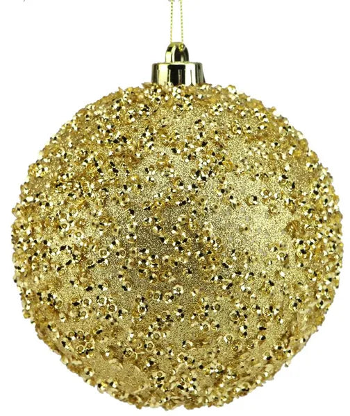 XY881708 150Mm Sequin/Glitter Ball Ornament Gold