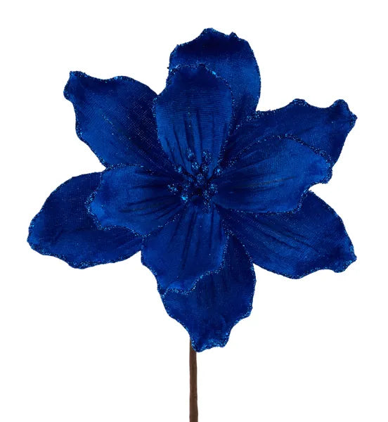 XS764525 7.5"L Glitter/Velvet Magnolia Pick Royal Blue