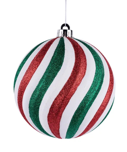 XY2019YM 150Mm Swirl Ball Red/White/Emerald Glitter