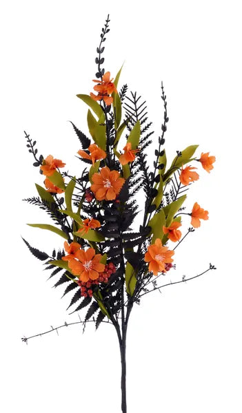 HH7605FH 29"L Flower/Fern/Pine/Berry Spray Orange