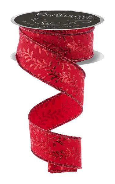 LS301924 1.5" x 10yd Foil Leaf Garland Red
