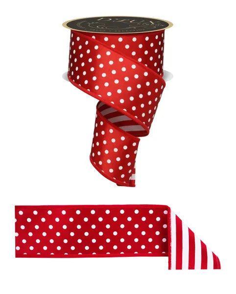 LX305924 2.5" x 10yd Polka Dot/Stripe/Fused Red/White