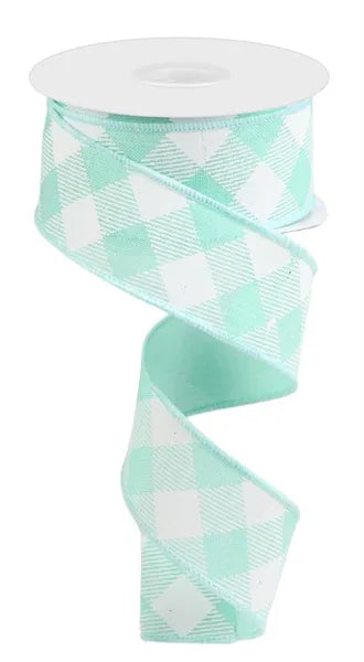 RGA1264AN 1.5" x 10yd Diagonal Check On Royal Mint Green/White