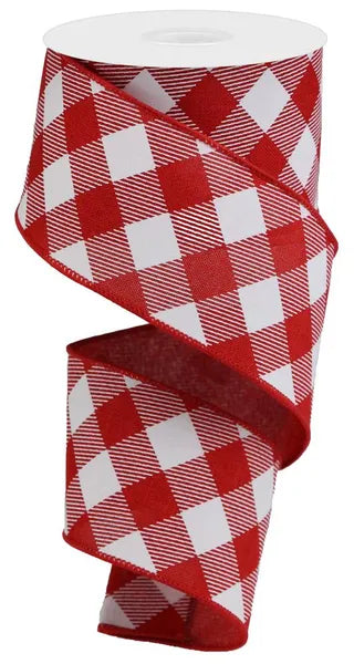 RGA126824 2.5" x 10yd Diagonal Check On Royal Red/White