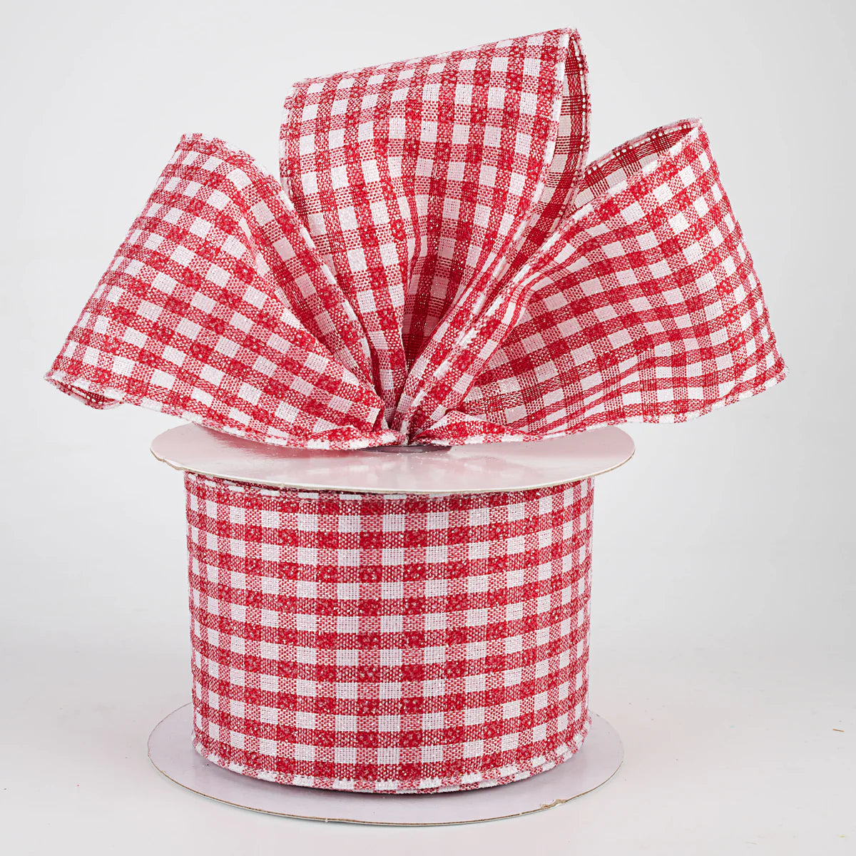 RGA179724 2.5"X10yd Glitter On Woven Gingham Check Red/White