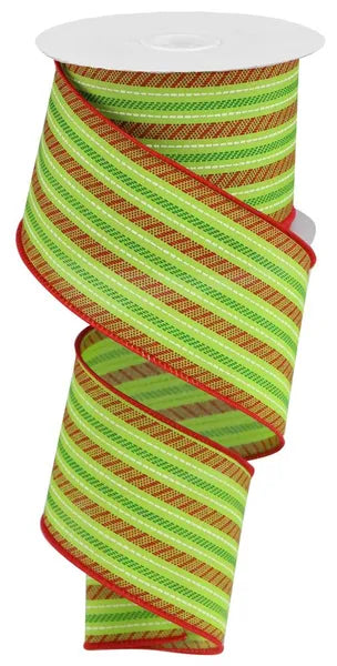 RGB122633 2.5"X10YD Slash Stripe Lime/Red/Green