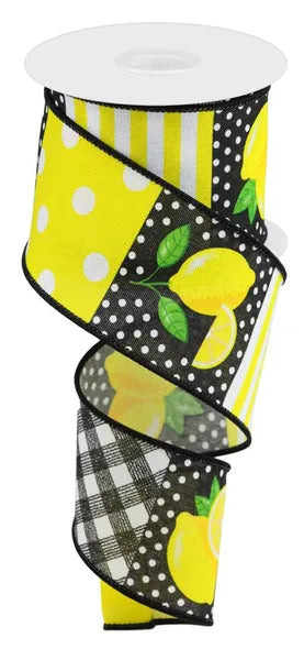RGC1263 2.5" x 10yd Lemon Block Pattern White/Yellow/Black