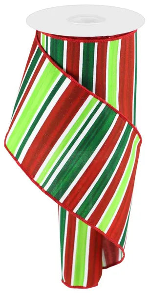 RGC1552T9 4" x 10yd Multi Width Horizontal Stripe White/Red/Emrld/Lime