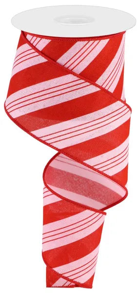 RGC173115 2.5" x 10yd Diagonal Stripe On Royal Lt Pink/Red