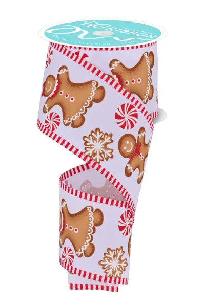 RGC823827 2.5" x 10yd Gingerbread/Stripe White/Red/Brown