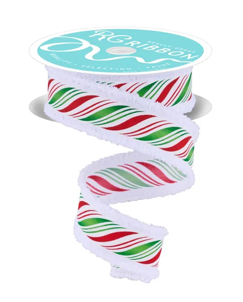 RGC828967 1.5" x 10yd Peppermint Twist/Drift White/Red/Green/Silver