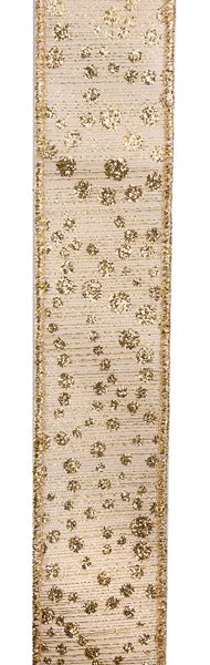 RGF172608 1.5" x 10yd Mini Glitter Dots/Metallic Gold