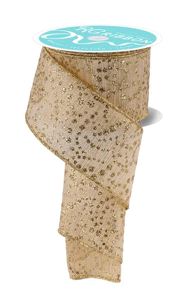 RGF172708 2.5" x 10yd Mini Glitter Dots/Metallic Gold