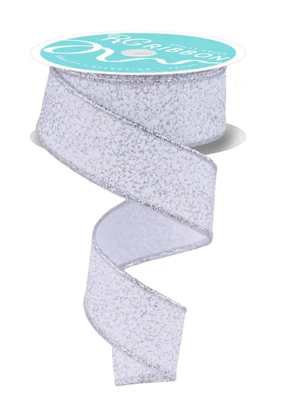 RGF181326 1.5" x 10yd Snow Glitter White/Silver