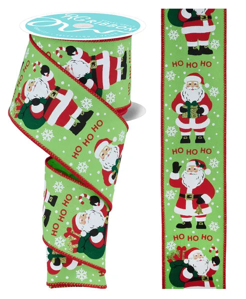 RGF195233 2.5" x 10yd Santa Claus Lime/Wht/Red/Lt Skin