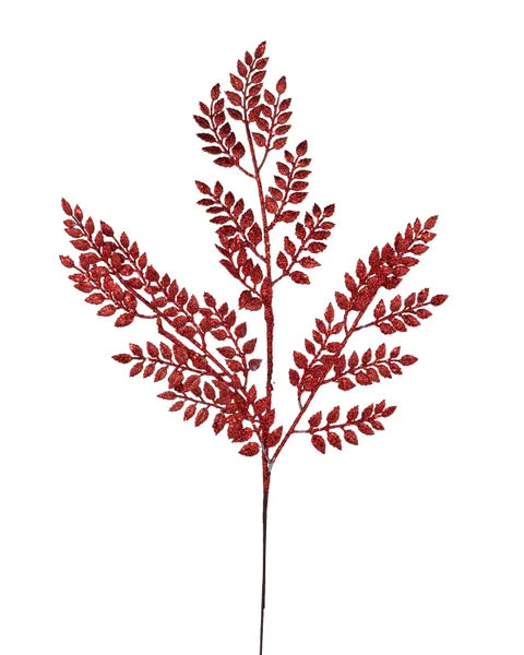 XS242024 29"L Metallic Leaf Spray Red