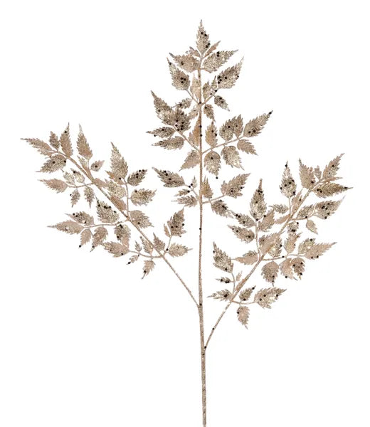XS249074 25"L Glitter Fern Spray Champagne