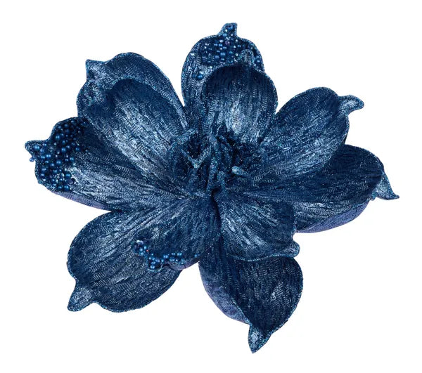 XS7650F2 7"Dia Metallic/Glitter Magnolia W/Clip Smoke Blue