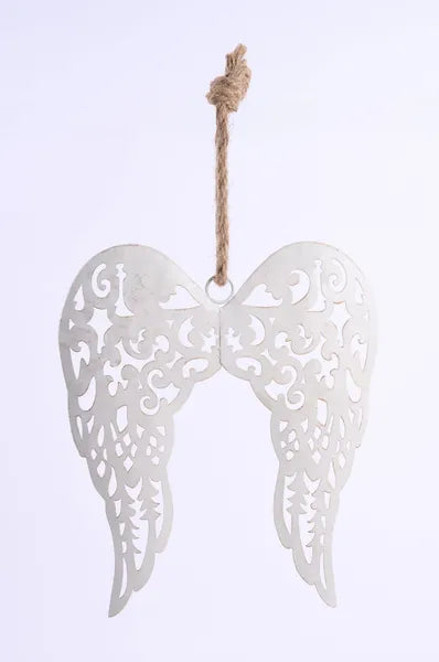 XJ531567 10"H x 8.25"W Angel Wing Ornament Ivory
