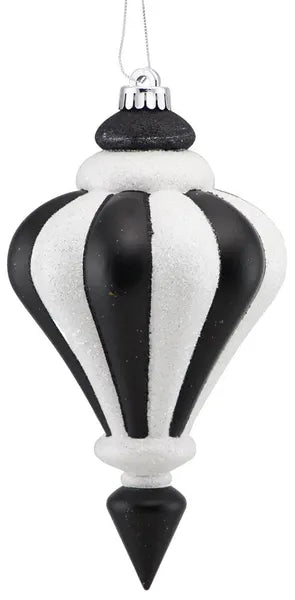 XY8911TX 10"L Finial Ornament Black/White
