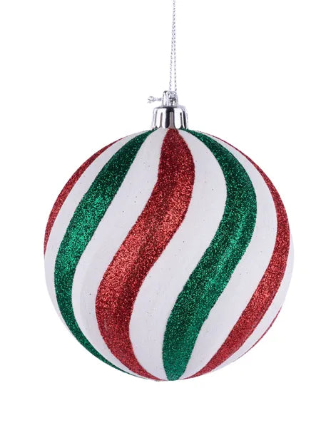 XY2018YM 100Mm Swirl Ball Red/White/Emerald Glitter
