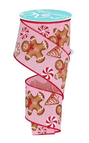 RGF140615 2.5" x 10yd Gingerbread Light Pink/Red/Brown