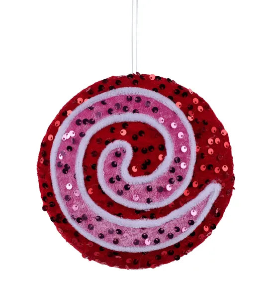 XC117353 6"Dia Swirl Peppermint Lollipop Orn Red/Pink/White