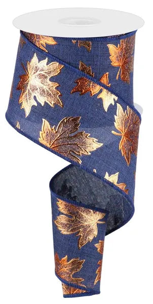 RGC183419 2.5" x 10yd Foil Maple Leaf On Royal Navy