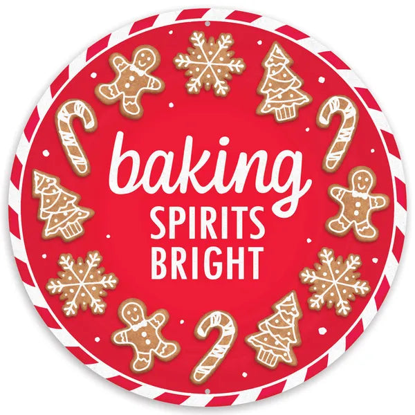 MD1366 12"Dia Metal Baking Spirits Bright Sign Red/Light Brown/White