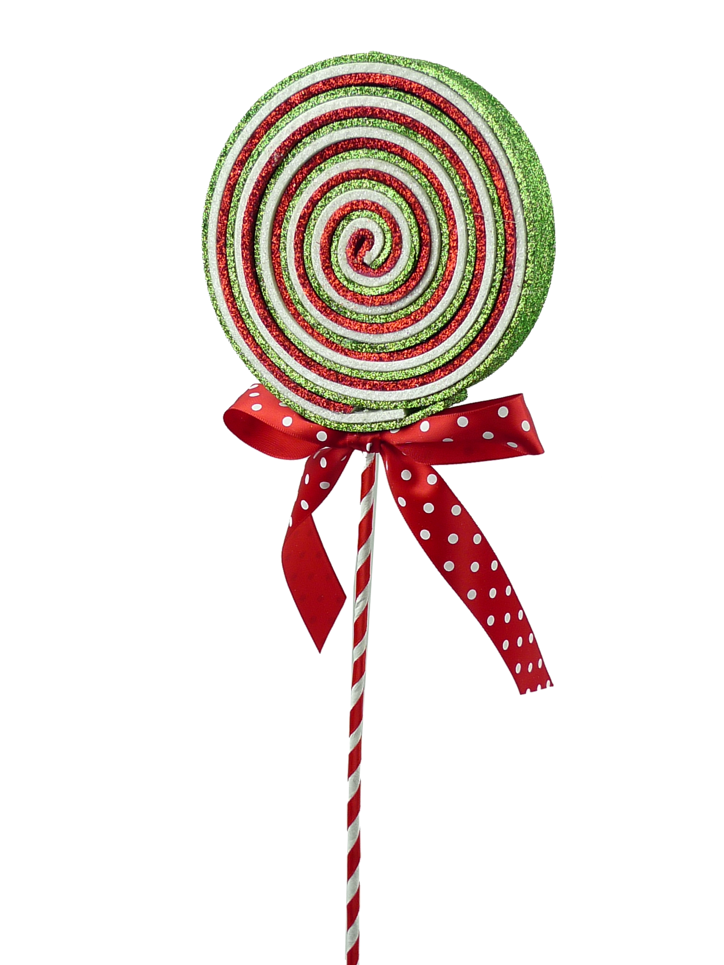 84810RWG DIA5"XH22" Glitter Lollipop Spray Red/White/Green