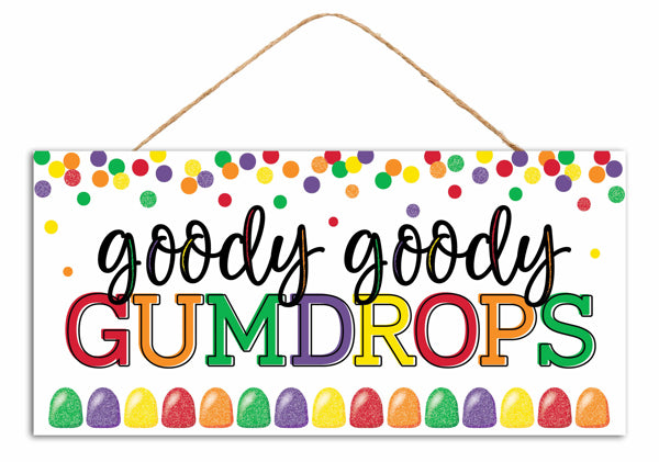 AP7881 12.5"L x 6"H Glttr Goody Goody Gumdrops Wht/Blk/Red/Grn/Orn/Ppl