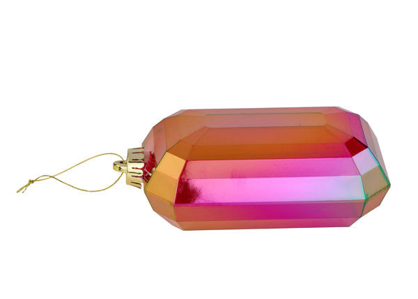 XJ552524 7"L x 4"W Iridescent Rectangle Gem Orn Iridescent Red