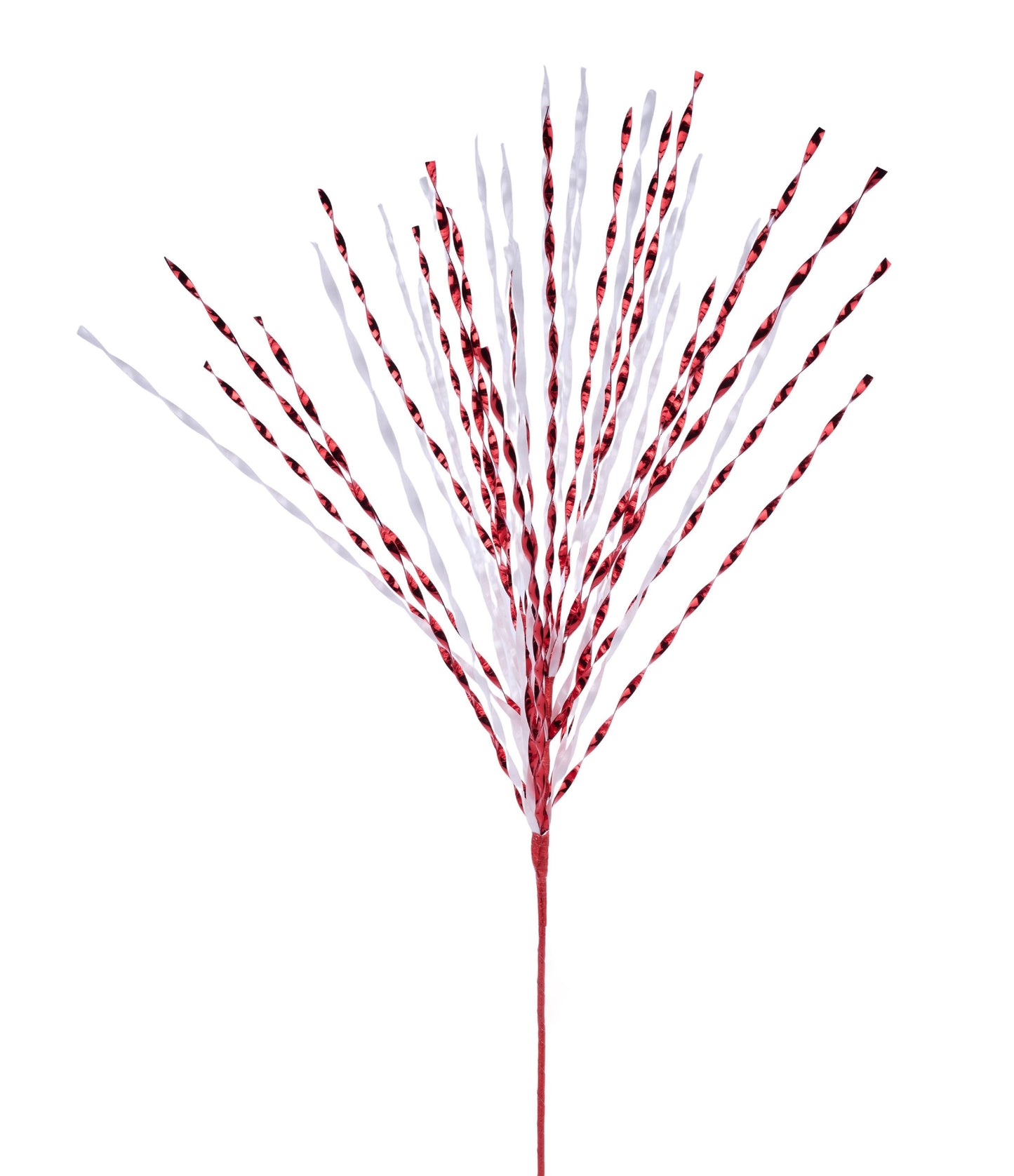 XS148734 29" Metallic Pet Twist Grass Spray x 40 Red/White