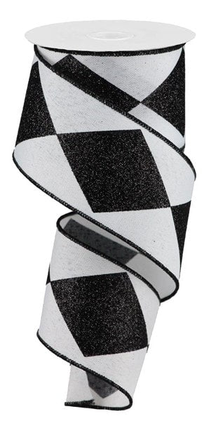 RGB101827 2.5" x 10yd Bold Harlequin/Faux Royal White/Black