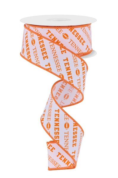 RGF1127 1.5" x 10yd Tennessee Diagonal Pattern White/Orange