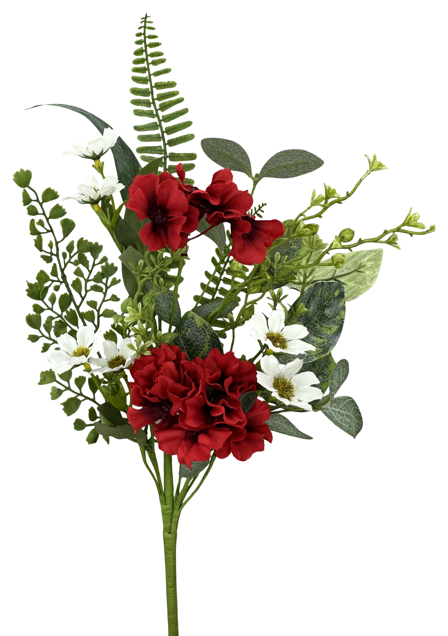 63858RDWT 18"H Geranium Leaves Pick Red/Green/White