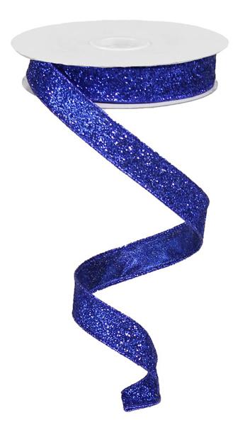 RJ203025 5/8" x 10yd Glitter On Metallic Royal Blue