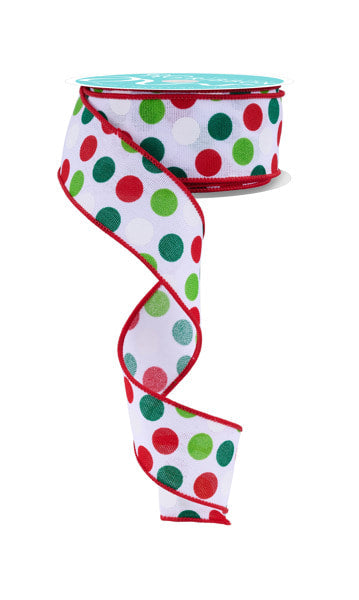 RGF14398R 1.5" x 10yd Multi Dots White/Red/Emerald/Lime
