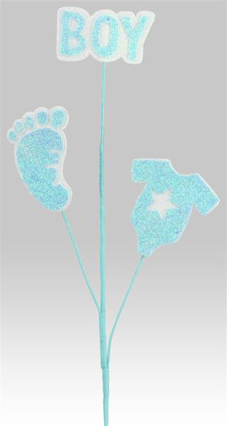 MN0061 25"H Glitter/Eva Baby Boy Spray Blue/Irid White