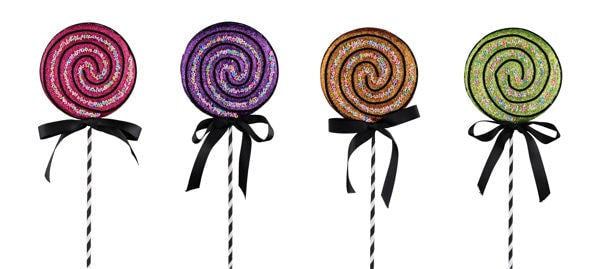 HH131999 13.75"L Glitter Lollipop Pick Pnk/Prpl/Org/Lme