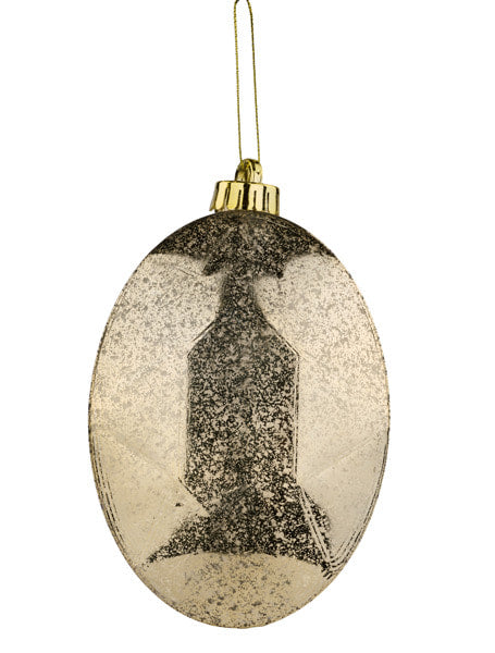 XJ5517GE 6.5"L x 4.25"W Antique Look Oval Gem Orn Champagne